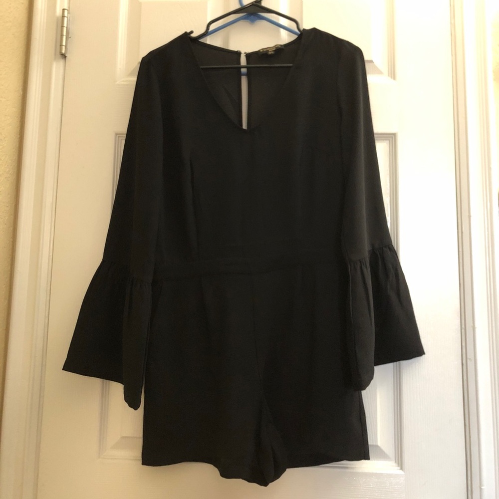 Bell sleeved black romper